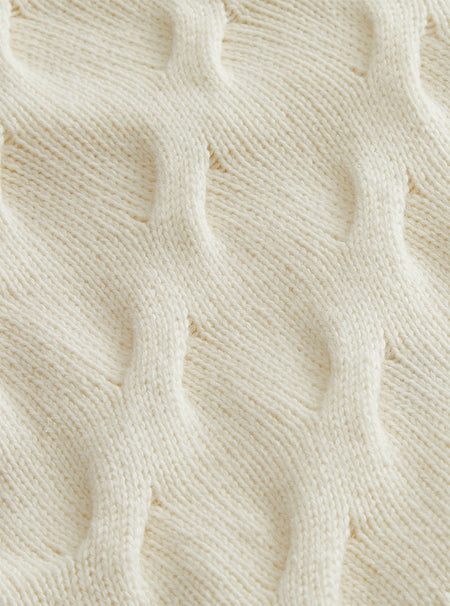 Ivory V-Neck Cable Knit